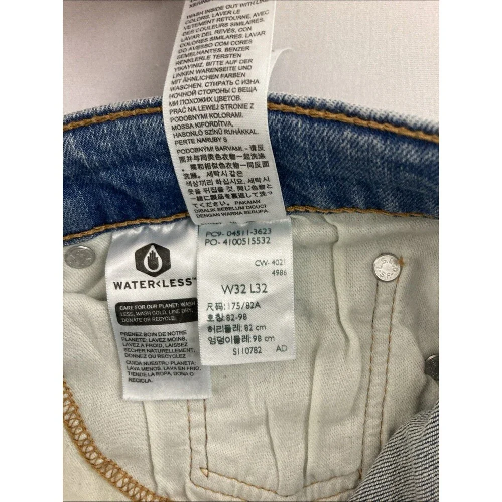 Levis Jeans Mens 32x32 Blue Denim Slim Straight Mid Rise Medium Wash Stretch 511